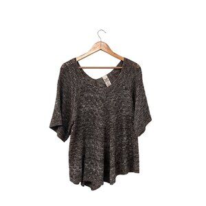 Faded Glory Women's Plus Size Versatile Brown Knit Short Sleeve Blouse 1X